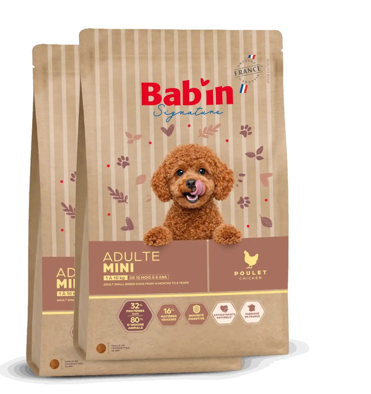 LOT DE 2 PAQUETS de croquettes de 6 kg chien de petite race/ BAB'IN Mini Adulte - lot mini adulte poulet nouveau sac croquettes chien petite taille