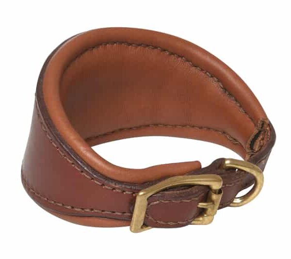 Collier cuir pour chien, doublé en cuir de veau, whippet, dressage, cousu, fabriqué à la main, artisanalement, en France, avec du cuir français, couleur châtaigne