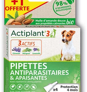 1 boîte de 3 Pipettes ACTIPLAN’3 antiparasites chien chiot>2 mois