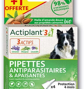 1 boîte de 3 Pipettes ACTIPLAN’3 antiparasites chien 15-30 kg