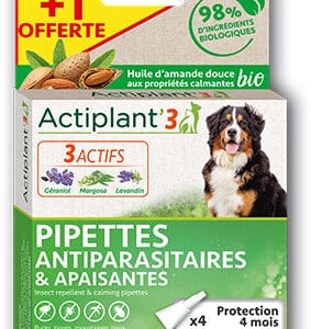1 boîte de 3 Pipettes ACTIPLAN’3 antiparasites grand chien >30 kg