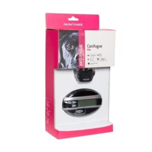 Pack clôture anti-fugue Canifugue Mix FUG1033, comprenant collier et boîtier émetteur, présenté dans son emballage d’origine.